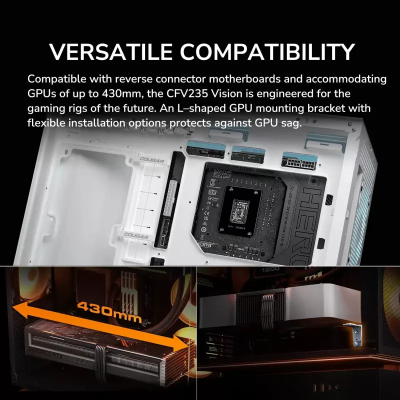 Cougar CFV235 Vision midi tower pc-behuizing, ARGB, 9,16 inch LCD (1920×462), gehard glas, zwart
