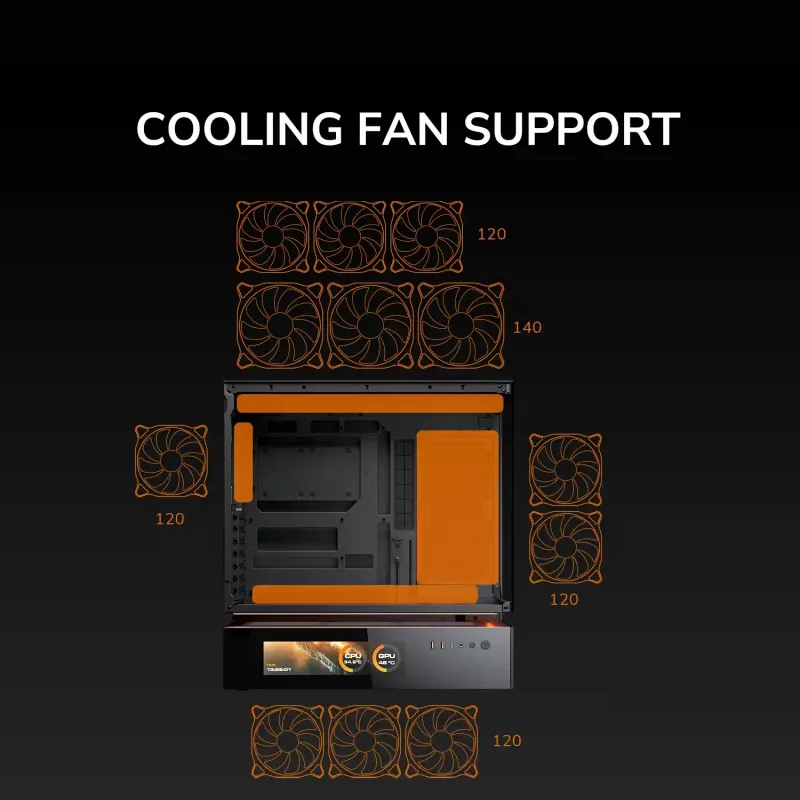 Cougar CFV235 Vision midi tower pc-behuizing, ARGB, 9,16 inch LCD (1920×462), gehard glas, zwart
