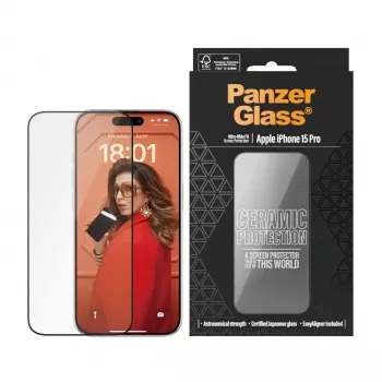 PanzerGlass ® Ceramic Screen Protector iPhone 15 Pro | Ultra-Wide Fit met EasyAligner