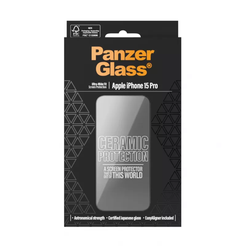 PanzerGlass ® Ceramic Screen Protector iPhone 15 Pro | Ultra-Wide Fit met EasyAligner