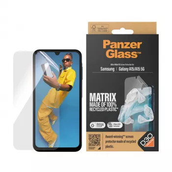 PanzerGlass ® ECO MATRIX displayschermbescherming met D3O® Samsung Galaxy A15 | A15 5G | Ultra-Wide Fit met AlignerKit
