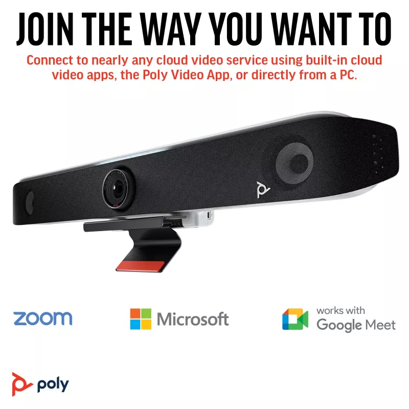 HP Poly Studio X52 all-in-one videobar, groeps-videoconferentiesysteem, 4K Ultra HD, 30 fps, 95°, 5x, Android