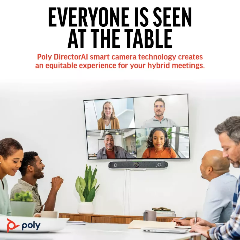 HP Poly Studio X52 all-in-one videobar, groeps-videoconferentiesysteem, 4K Ultra HD, 30 fps, 95°, 5x, Android