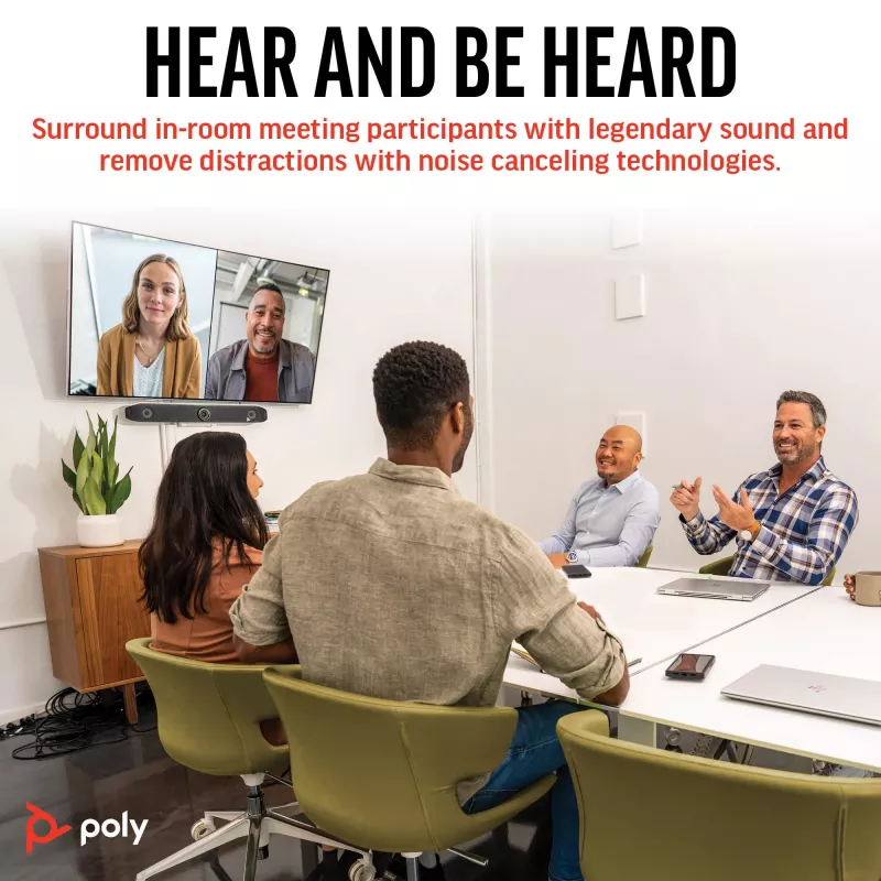 HP Poly Studio X52 all-in-one videobar, groeps-videoconferentiesysteem, 4K Ultra HD, 30 fps, 95°, 5x, Android