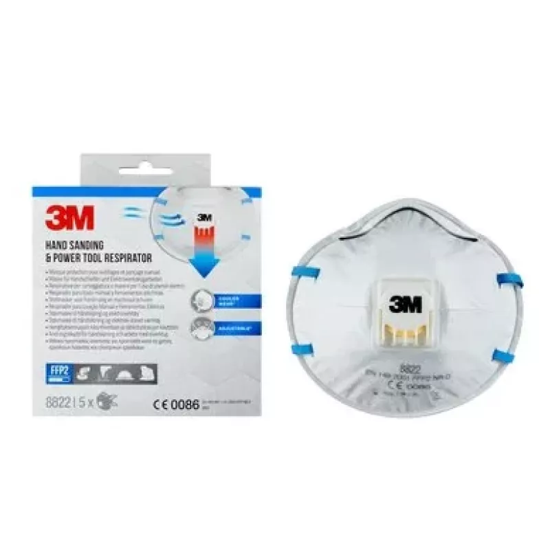 3M Cool Flow 8822 FFP2 NR D Wegwerp-ademhalingsmaskers, 5 stuks (8822PRO5)