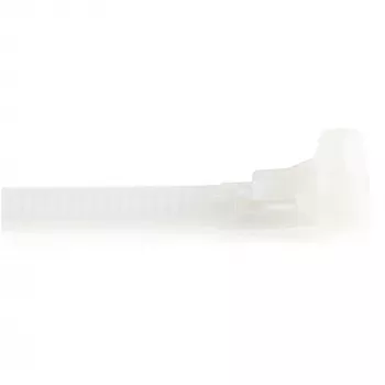 StarTech.com 25 cm herbruikbare kabelbinders – 7 mm breed, 65 mm bundeldiameter, 22 kg treksterkte, losmaakbare nylonbinders, binnen/buiten, 94V-2/UL gecertificeerd, 100-pack – wit