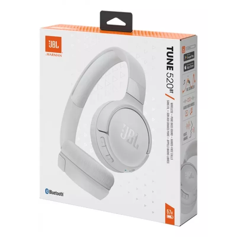 JBL Tune 520BT headset draadloos hoofdband gesprekken/muziek USB Type-C Bluetooth wit