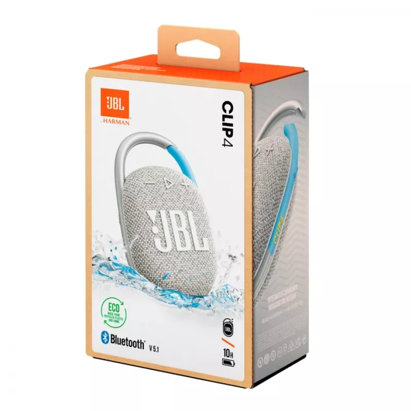 JBL Clip 4 Eco stereo draagbare luidspreker blauw, wit 5 W