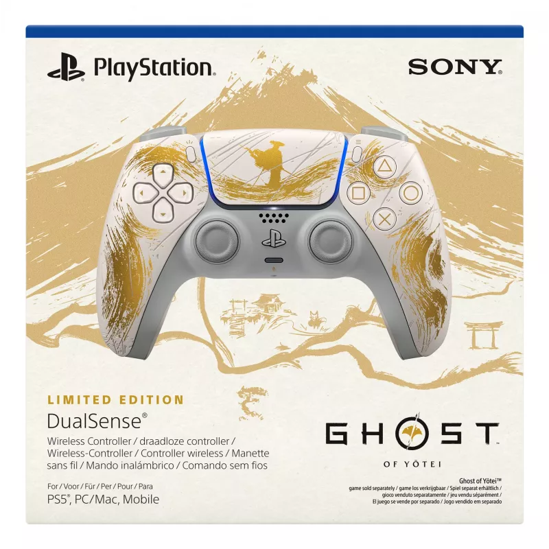 Sony DualSense draadloze controller - Ghost of Yōtei Gold Limited Edition goud, wit Bluetooth/USB gamepad analoog/digitaal Android, MAC, PC, PlayStation 5, iOS