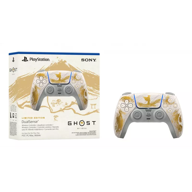 Sony DualSense draadloze controller - Ghost of Yōtei Gold Limited Edition goud, wit Bluetooth/USB gamepad analoog/digitaal Android, MAC, PC, PlayStation 5, iOS