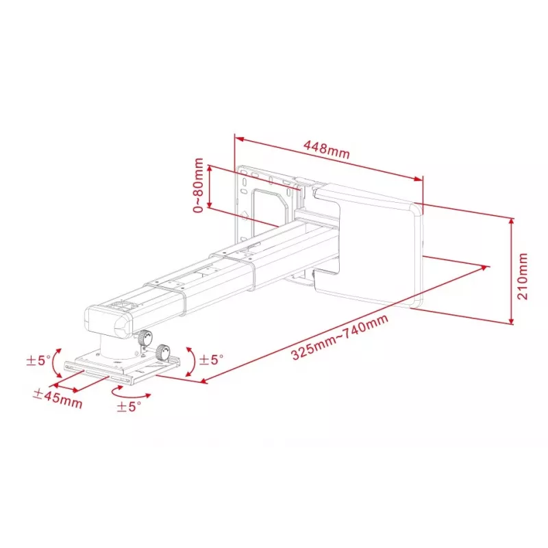 Projectorhouder Multibrackets M Projector Mount Short Throw Deluxe 300-700 medium wandhouder 25 kg wit