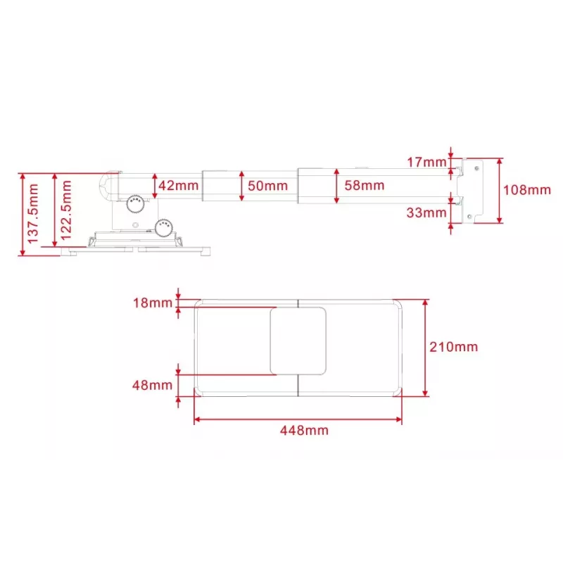 Projectorhouder Multibrackets M Projector Mount Short Throw Deluxe 300-700 medium wandhouder 25 kg wit