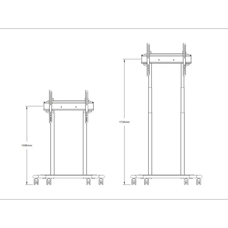 Multibrackets M gemotoriseerde vloerstandaard 60kg zwart max. gewicht 60kg min. beeldscherm 94cm max. beeldscherm 2,29m