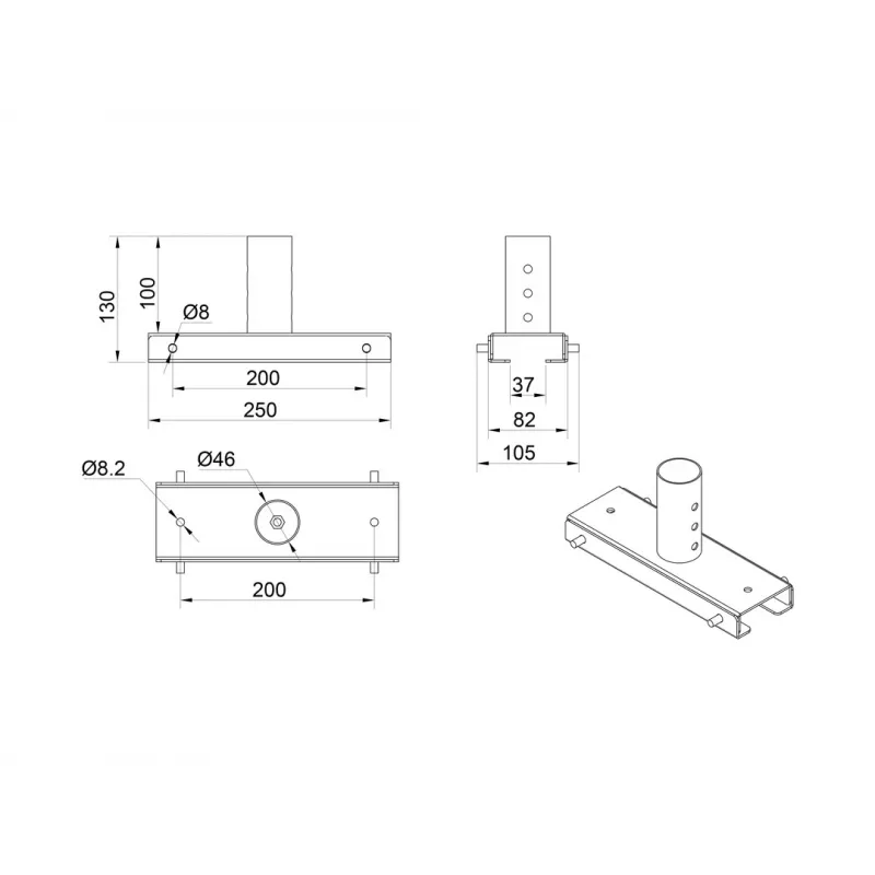 Multibrackets M plafondverlengingsset 3m Pro OM55N-D/OM46N-D