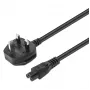 Manhattan netkabel, UK 3-polige stekker naar C5-bus (klaverblad/driehoekig), 1,8 m, 16 A, kabel, levenslange garantie
