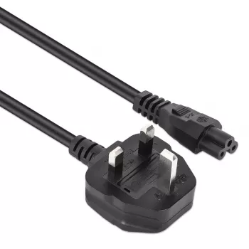 Manhattan netkabel, UK 3-polige stekker naar C5-bus (klaverblad/driehoekig), 1,8 m, 16 A, kabel, levenslange garantie