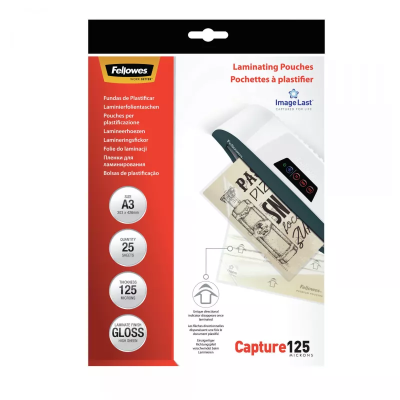 Fellowes ImageLast A3 125 micron lamineerhoezen - 25-pack, glanzend, transparant, A3, 0,125 mm, 436 mm, 310 mm