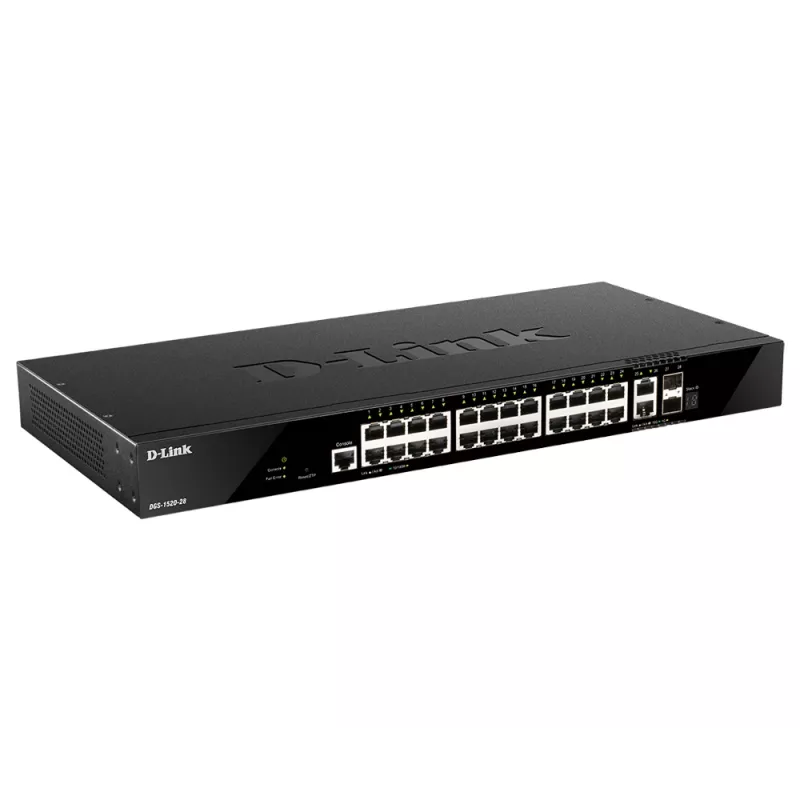 D-Link 28-poorts Gigabit stackable smart managed switch met 2 x 10GBase-T & 2 x 10G SFP+