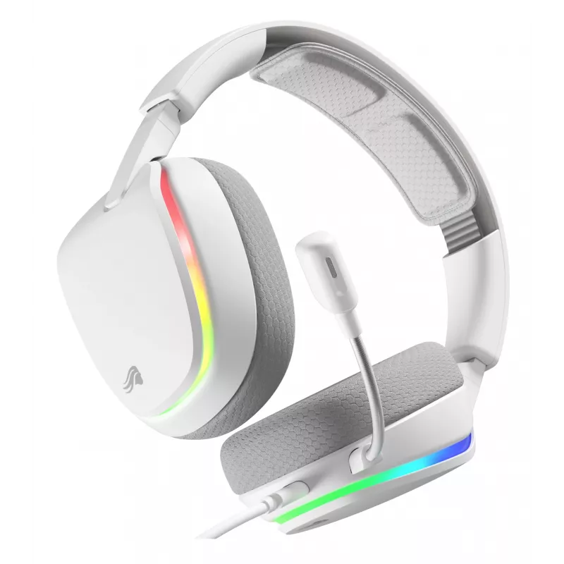 Glorious Gaming Glorious GHS Eternal RGB - stereo RGB gaming headset voor pc, PS5, PS4, Switch - individueel afgestemde hoekige drivers, verstelbare, kristalheldere afneembare microfoon, USB-C - duurzaam, comfort voor de hele dag en nacht - wit