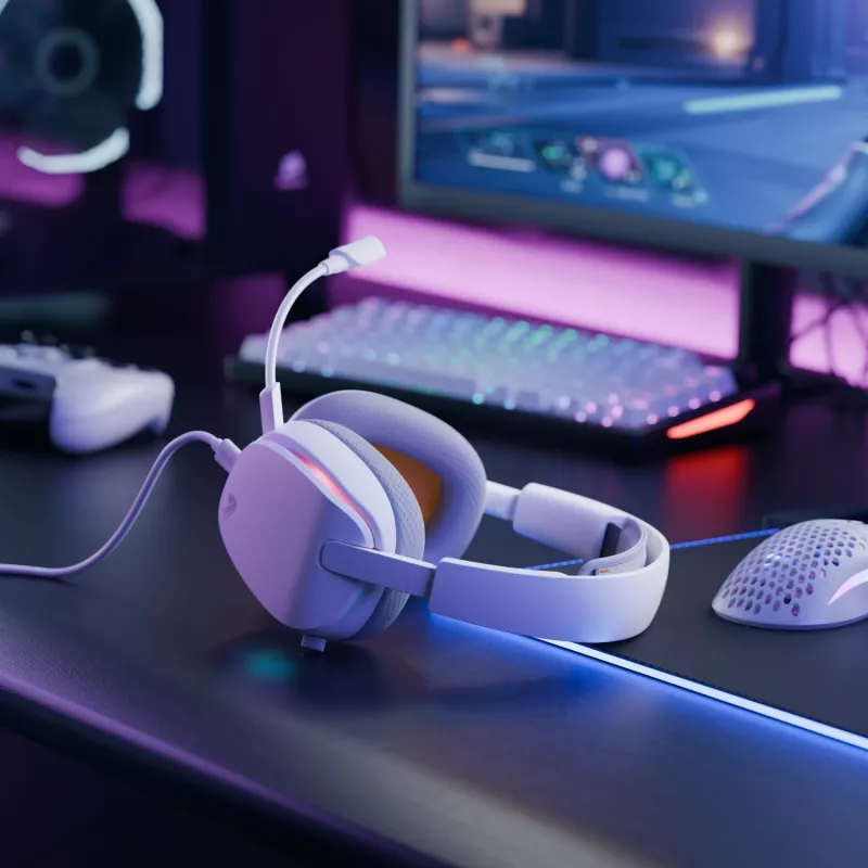 Glorious Gaming Glorious GHS Eternal RGB - stereo RGB gaming headset voor pc, PS5, PS4, Switch - individueel afgestemde hoekige drivers, verstelbare, kristalheldere afneembare microfoon, USB-C - duurzaam, comfort voor de hele dag en nacht - wit