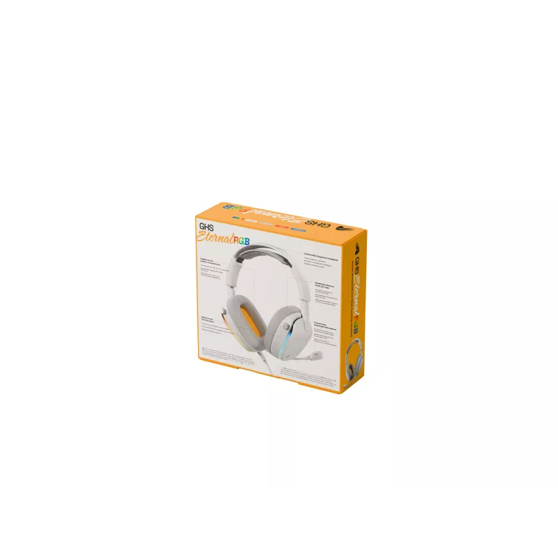Glorious Gaming Glorious GHS Eternal RGB - stereo RGB gaming headset voor pc, PS5, PS4, Switch - individueel afgestemde hoekige drivers, verstelbare, kristalheldere afneembare microfoon, USB-C - duurzaam, comfort voor de hele dag en nacht - wit