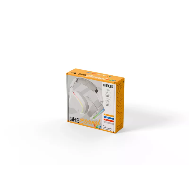 Glorious Gaming Glorious GHS Eternal RGB - stereo RGB gaming headset voor pc, PS5, PS4, Switch - individueel afgestemde hoekige drivers, verstelbare, kristalheldere afneembare microfoon, USB-C - duurzaam, comfort voor de hele dag en nacht - wit
