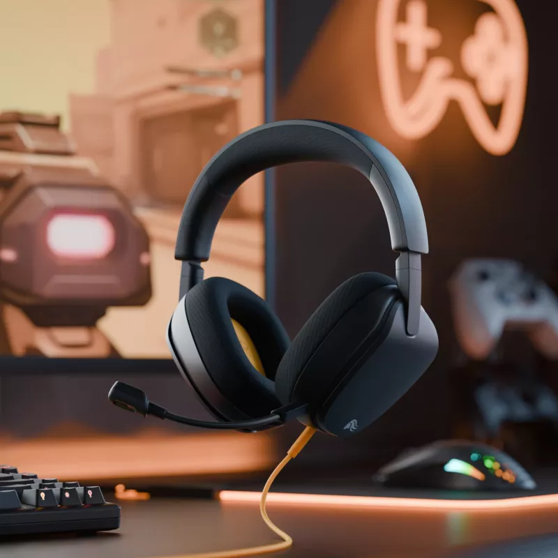 Glorious Gaming Glorious GHS Eternal - stereo gaming headset voor pc, PS5, PS4, Xbox, Switch - speciaal afgestemde hoekige drivers, verstelbare, kristalheldere, afneembare microfoon, 3,5 mm - robuust, comfort de hele dag en nacht - zwart