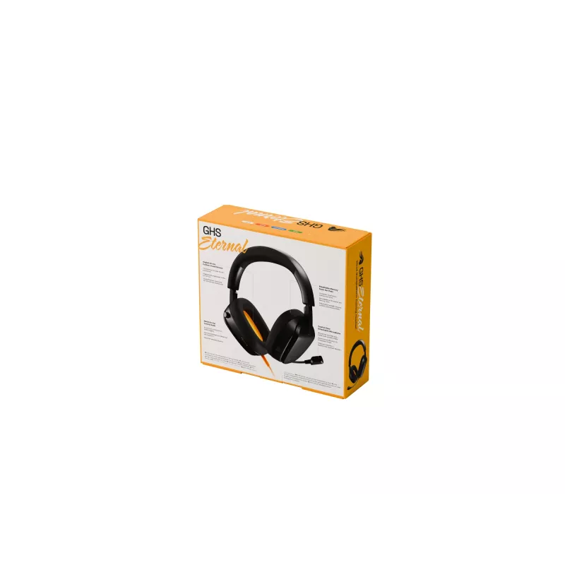 Glorious Gaming Glorious GHS Eternal - stereo gaming headset voor pc, PS5, PS4, Xbox, Switch - speciaal afgestemde hoekige drivers, verstelbare, kristalheldere, afneembare microfoon, 3,5 mm - robuust, comfort de hele dag en nacht - zwart