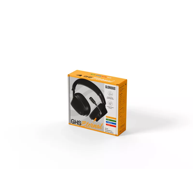Glorious Gaming Glorious GHS Eternal - stereo gaming headset voor pc, PS5, PS4, Xbox, Switch - speciaal afgestemde hoekige drivers, verstelbare, kristalheldere, afneembare microfoon, 3,5 mm - robuust, comfort de hele dag en nacht - zwart