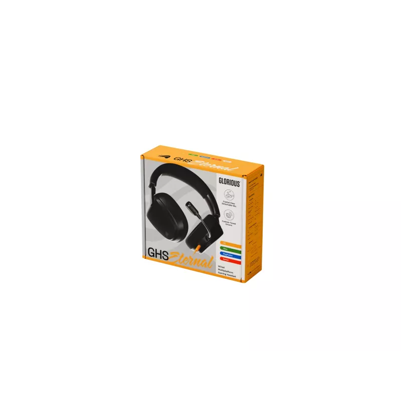 Glorious Gaming Glorious GHS Eternal - stereo gaming headset voor pc, PS5, PS4, Xbox, Switch - speciaal afgestemde hoekige drivers, verstelbare, kristalheldere, afneembare microfoon, 3,5 mm - robuust, comfort de hele dag en nacht - zwart