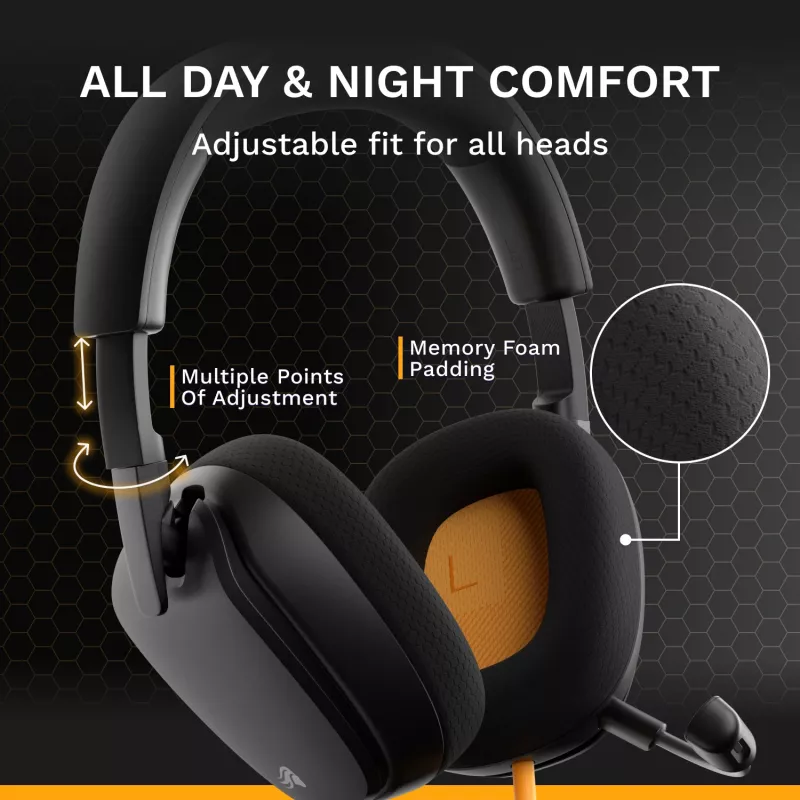 Glorious Gaming Glorious GHS Eternal - stereo gaming headset voor pc, PS5, PS4, Xbox, Switch - speciaal afgestemde hoekige drivers, verstelbare, kristalheldere, afneembare microfoon, 3,5 mm - robuust, comfort de hele dag en nacht - zwart
