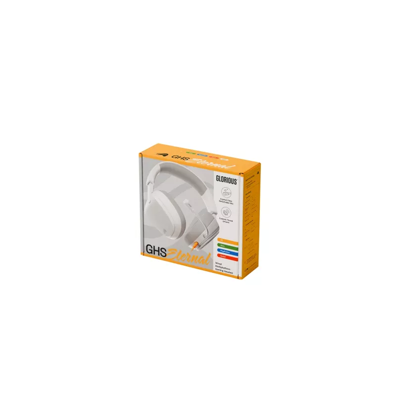 Glorious Gaming Glorious GHS Eternal - stereo gaming headset voor pc, PS5, PS4, Xbox, Switch - speciaal afgestemde hoekige drivers, verstelbare, kristalheldere, afneembare microfoon, 3,5 mm - duurzaam, comfort de hele dag en nacht - wit