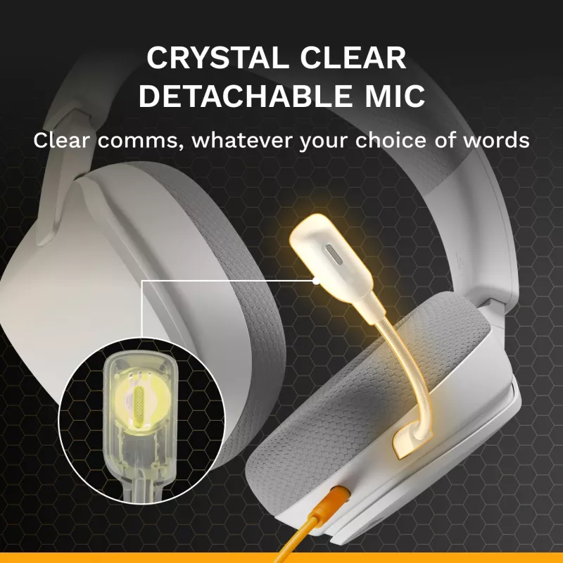 Glorious Gaming Glorious GHS Eternal - stereo gaming headset voor pc, PS5, PS4, Xbox, Switch - speciaal afgestemde hoekige drivers, verstelbare, kristalheldere, afneembare microfoon, 3,5 mm - duurzaam, comfort de hele dag en nacht - wit