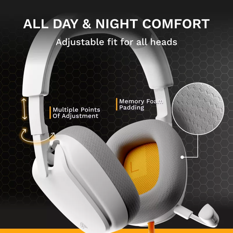Glorious Gaming Glorious GHS Eternal - stereo gaming headset voor pc, PS5, PS4, Xbox, Switch - speciaal afgestemde hoekige drivers, verstelbare, kristalheldere, afneembare microfoon, 3,5 mm - duurzaam, comfort de hele dag en nacht - wit