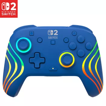 Bedrade & draadloze gamepad Turtle Beach Afterglow Wave Blue voor Nintendo Switch 2 – Bluetooth/USB-C, RGB, ingebouwde accu van 20 uur, 3 m kabel