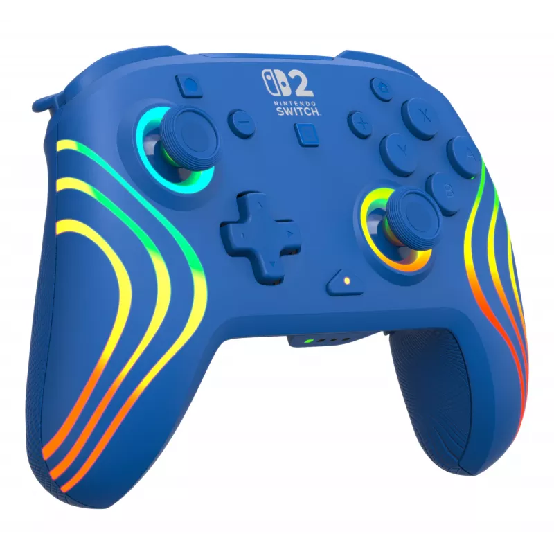 Bedrade & draadloze gamepad Turtle Beach Afterglow Wave Blue voor Nintendo Switch 2 – Bluetooth/USB-C, RGB, ingebouwde accu van 20 uur, 3 m kabel