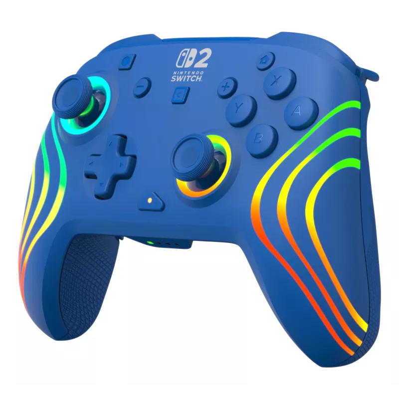 Bedrade & draadloze gamepad Turtle Beach Afterglow Wave Blue voor Nintendo Switch 2 – Bluetooth/USB-C, RGB, ingebouwde accu van 20 uur, 3 m kabel