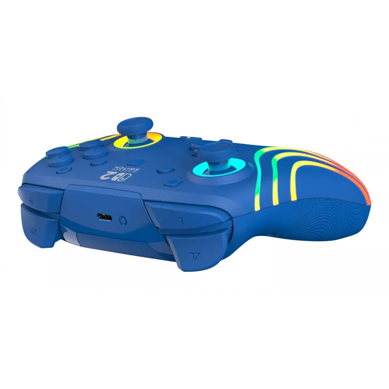 Bedrade & draadloze gamepad Turtle Beach Afterglow Wave Blue voor Nintendo Switch 2 – Bluetooth/USB-C, RGB, ingebouwde accu van 20 uur, 3 m kabel