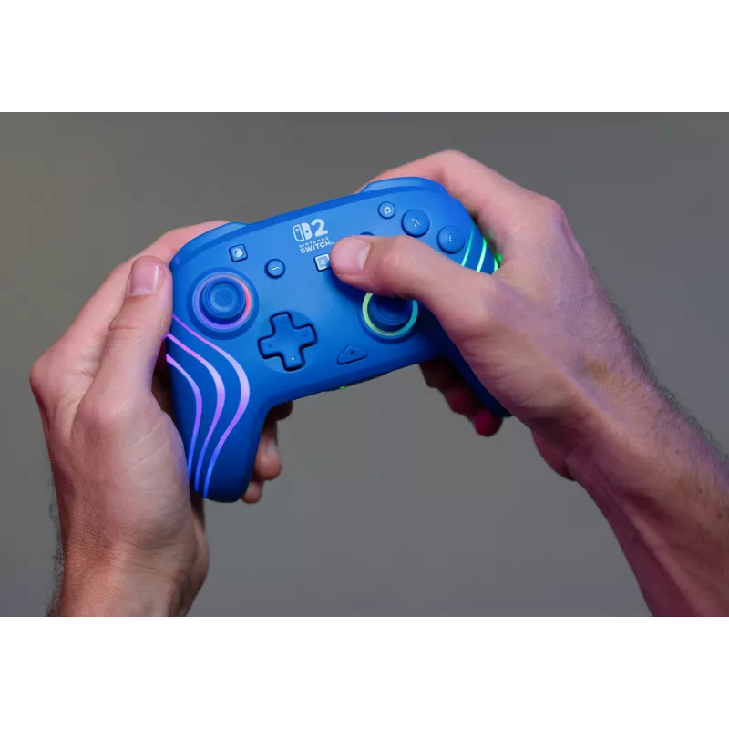 Bedrade & draadloze gamepad Turtle Beach Afterglow Wave Blue voor Nintendo Switch 2 – Bluetooth/USB-C, RGB, ingebouwde accu van 20 uur, 3 m kabel