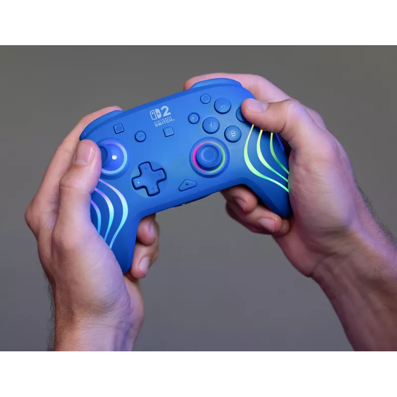 Bedrade & draadloze gamepad Turtle Beach Afterglow Wave Blue voor Nintendo Switch 2 – Bluetooth/USB-C, RGB, ingebouwde accu van 20 uur, 3 m kabel