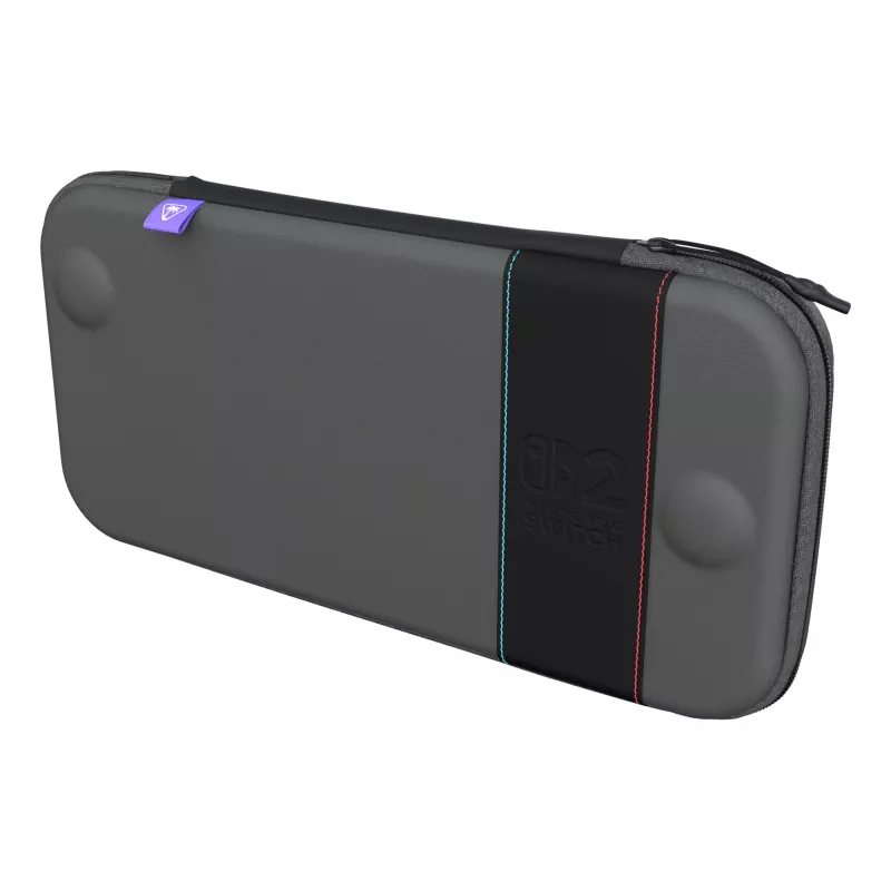 Travel case Turtle Beach PlayTrek slanke case voor Nintendo Switch 2 — antraciet zwart, 290×58×145 mm