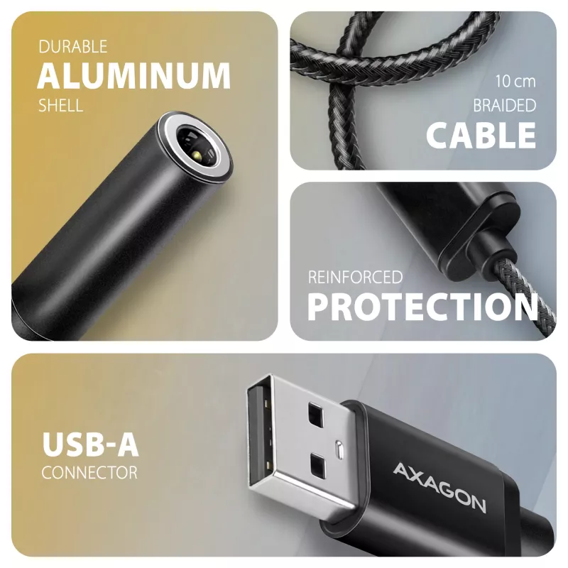 Axagon ADA-HA USB-A naar 3,5-mm-jack Hi-Res DAC audio-adapter, 384 kHz/32 bit, stereo