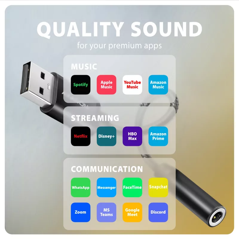 Axagon ADA-HA USB-A naar 3,5-mm-jack Hi-Res DAC audio-adapter, 384 kHz/32 bit, stereo