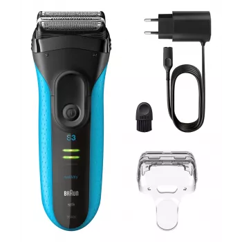 Elektrisch scheerapparaat BRAUN Series 3 3040 oplaadbaar zwart/blauw, model 3040