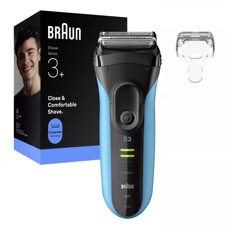 Elektrisch scheerapparaat BRAUN Series 3 3040 oplaadbaar zwart/blauw, model 3040