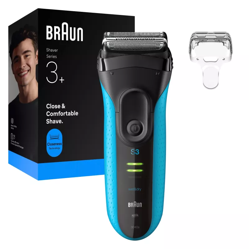 Elektrisch scheerapparaat BRAUN Series 3 3040 oplaadbaar zwart/blauw, model 3040