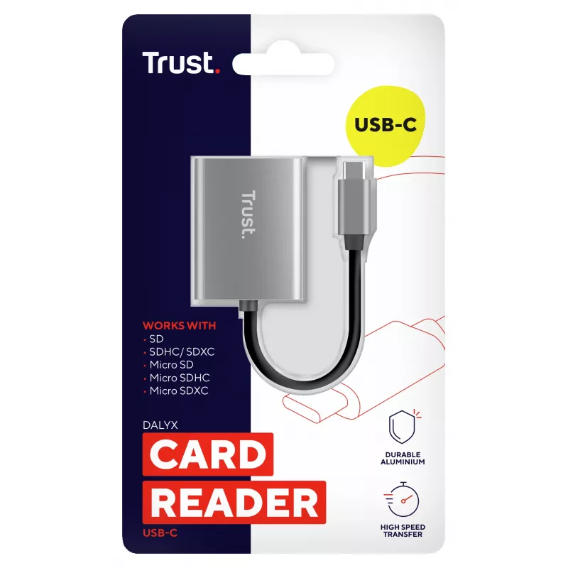 Trust 24136 kaartlezer USB 3.2 Gen 1 (3.1 Gen 1) Type-C aluminium