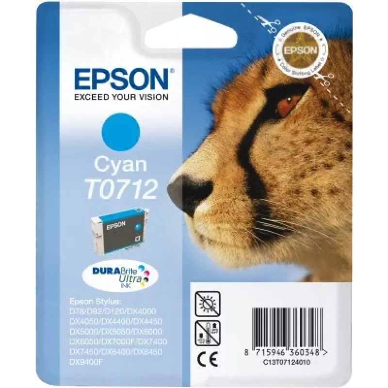 Epson Cheetah enkelpack cyaan T0712 DURABrite Ultra inkt