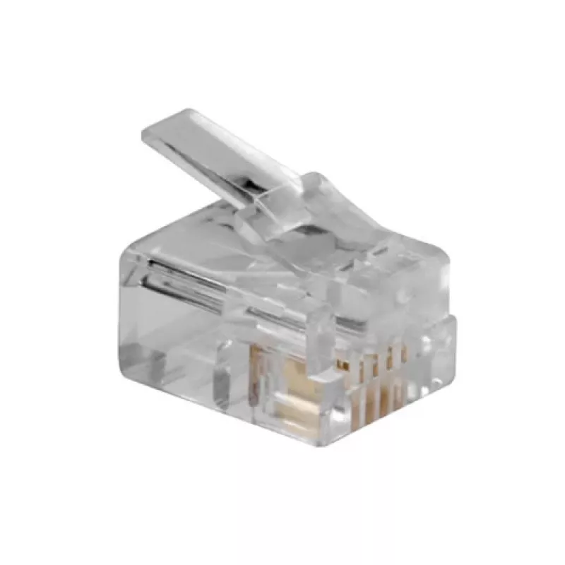 ACT RJ11 (6P/4C) modulaire stekker voor ronde kabel met massieve aders