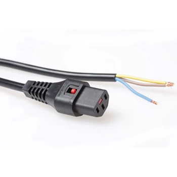 ACT stroomkabel C13 IEC Lock open uiteinde zwart 2 m PC1025 230 V 10 A
